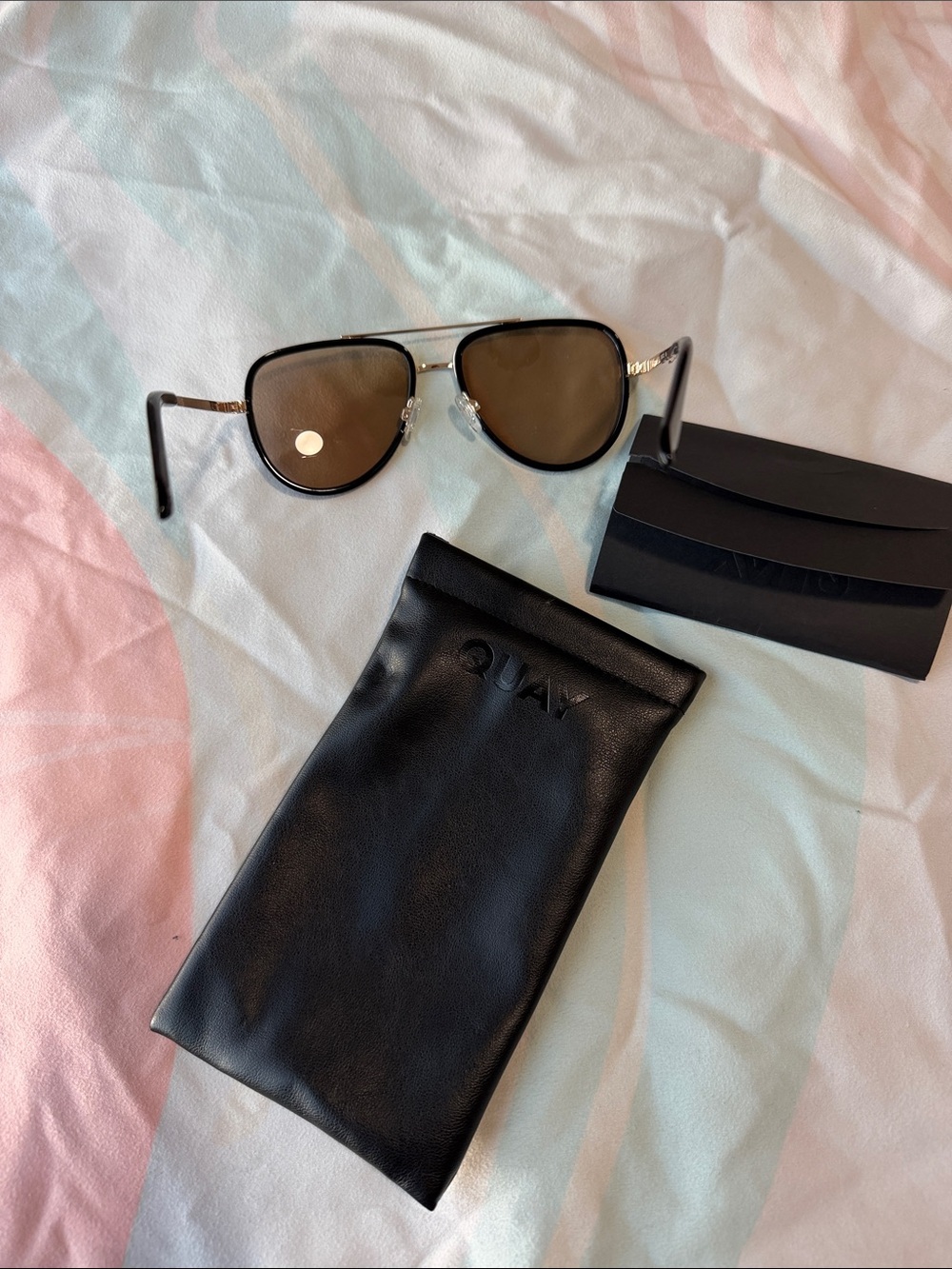 Quay Australia Black Frame Sunglasses with Brown Lenses